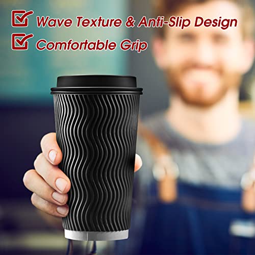 100 Pack 16 oz Disposable Insulated Coffee Cups with Lids (100 Count)