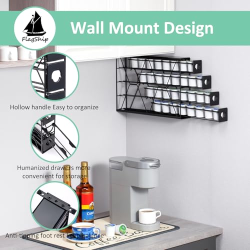 K Cup Holder for Keurig Pods Coffee Pod Storage 4 Tier K Cup Drawer Organizer for Counter (4 Count)
