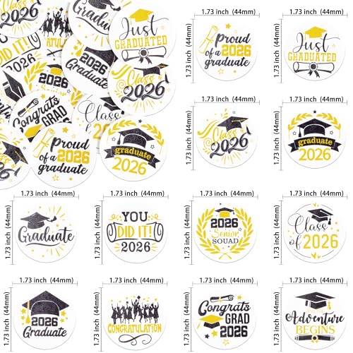 48Pcs Edible Graduation Cap 2026 Cupcake Toppers Wafer Paper Grad Cap Diploma Cake Decoration Picks for 2026 Grad Theme Party Cake Decor Supplies Black White Gold (48 Count)