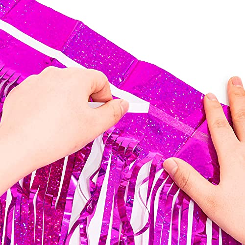 Hot Pink Foil Fringe Curtains (2 Count)