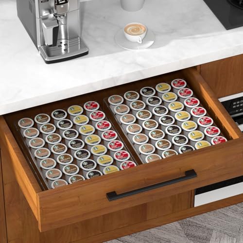Acrylic K Cup Drawer Organizer Tray Pod Holder for 35 Coffee Capsules
