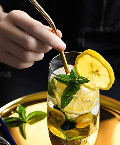 Reusable Metal Straws 50Pack.Ultra Long 10.5”Gold Color Stainless Steel Drinking Straws in Bulk For Wholesale.265x6mm Straight Curved Straws for 20 (50 Count)