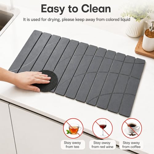 Extra Large Stone Dish Drying Mat for Kitchen Counter