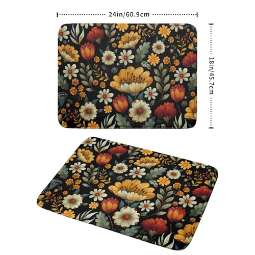 Vintage Boho Floral Dish Drying Mat for Kitchen Counter