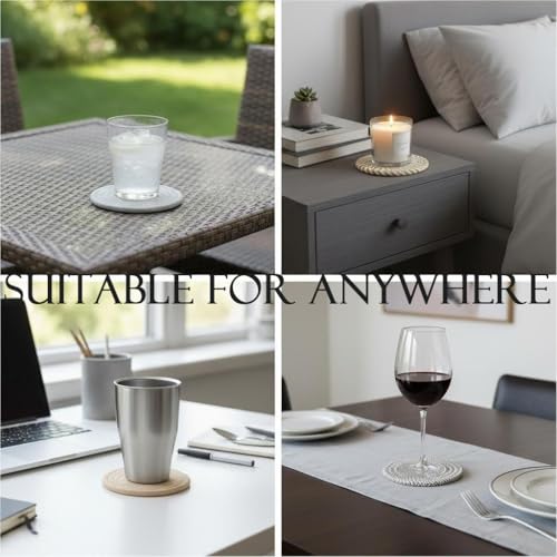 4.8 Inch Woven Drink Coasters Set of 4 (4 Count)
