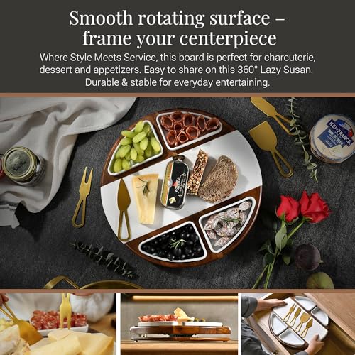 Upgraded Lazy Susan Cheese Cutting Board Set