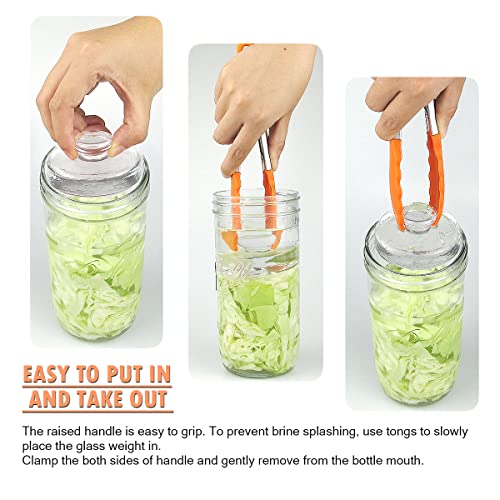 10 Pack Glass Fermentation Weights with Easy Grip Handle and Unique Texture Design for Large Wide Mouth Mason Jars (10 Count)