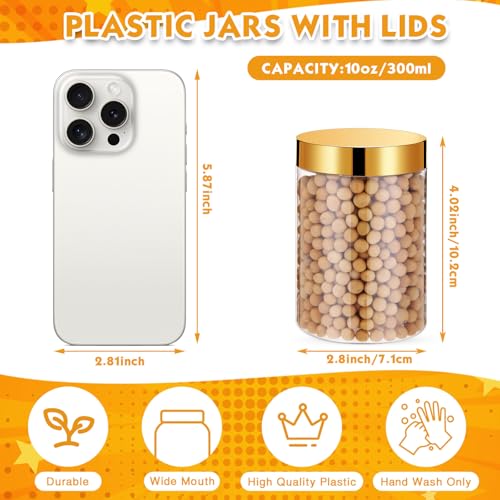 4 Pcs Plastic Jars Wide Mouth with Lids (4 Count)