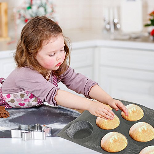 Silicone Bun Bread Forms Round Shape Trays Perforated Bakery Molds Fit Half Pan Size