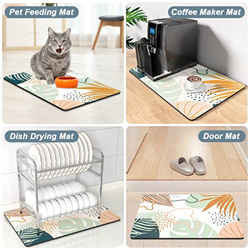Coffee Mat 16" x 24" Cute Boho Theme Coffee Bar Mats for Espresso Machine Station Accessories and Organizer