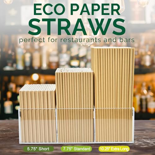 500 Counts] Chunspak 5.75 inch Disposable Brown Kraft Short Paper Cocktail Straws & Stirring Straws