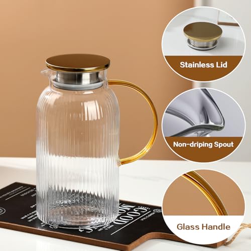 68 oz 2 Liter Glass Pitcher with Lid