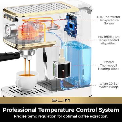 Slim Espresso Machine with Milk Frother for Home Latte