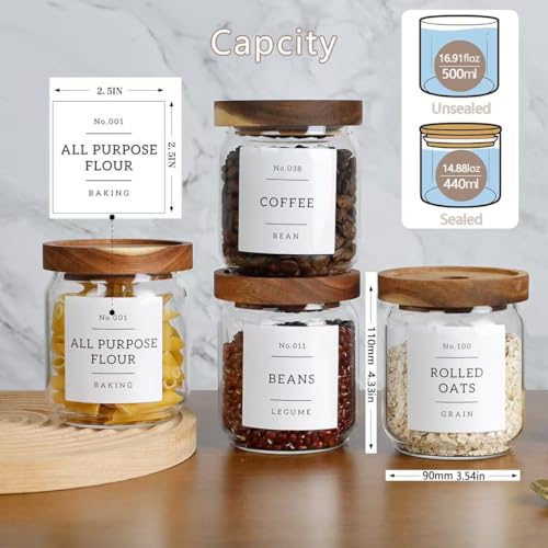 16 OZ Stackable Glass Food Storage Jars with 132 Pantry Labels Preprinted