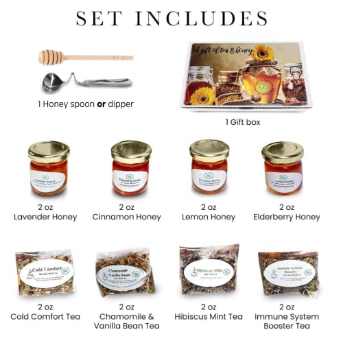 C&J Farms Texas Gourmet Artisan Seasonings A Gift of Tea and Honey Gift Set (16 Ounce)