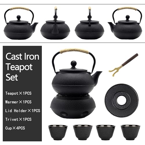 20.3oz Small Cast Iron Teapot Set with Warmer