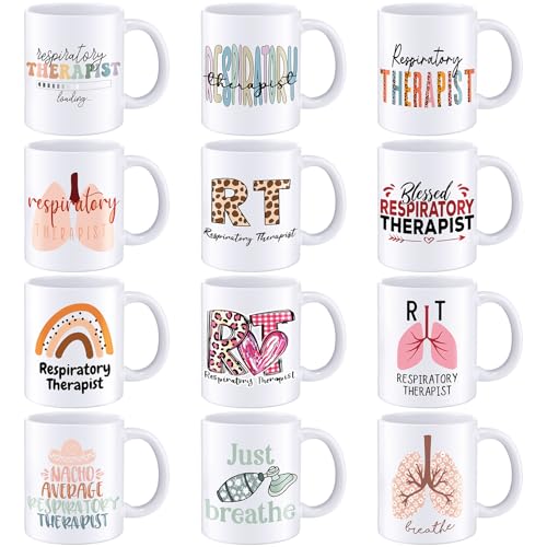 12 Pcs Respiratory Therapist Gifts Bulk 11oz Rt Ceramic Mug (12 Count)