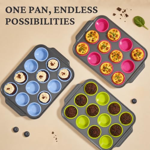 Silicone Muffin Pans for Baking with Metal Frame