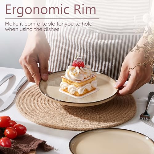 Ceramic 7.9 Inch Dinner Dessert Plates Set of 4 (4 Count)