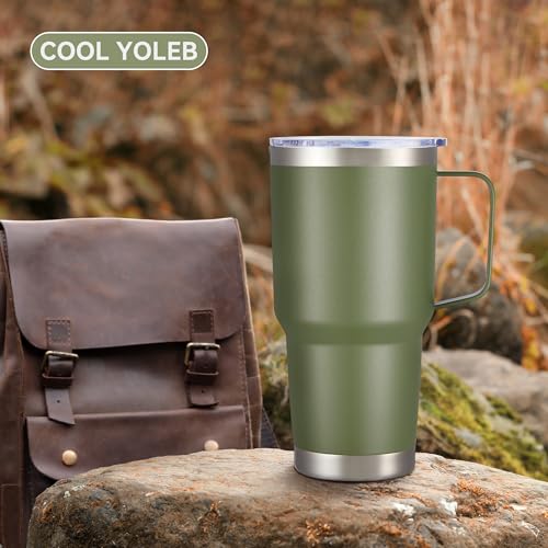 30 oz Stainless Steel Tumblers Bulk with Handle and Lid (12 Count)