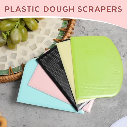 24 Pcs Plastic Dough Scraper Set Multipurpose Bench Cake Cutter Flexible Scraper Spatula for Cake Bread Pizza Food Pastry Icing Kitchen Baking Tool (24 Count)