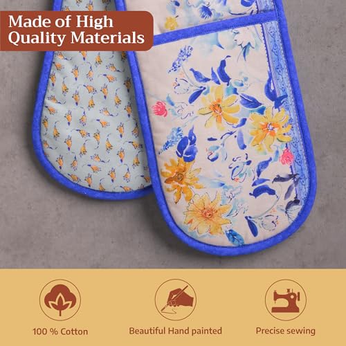 Double Oven Mitts 100% Cotton Double Oven Glove