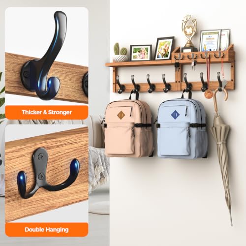29" Coat Rack Wall Mount with Shelf & 11 Hooks