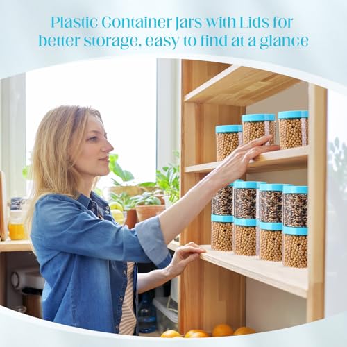 4 Pcs Plastic Jars Wide Mouth with Lids (4 Count)