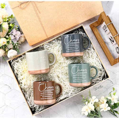 10 Pcs Chaos Coordinator Gift Bulk Inspirational Ceramic Coffee Mugs 13 oz Thank You Mugs Back to School Office Funny Gifts for Women Men Teacher Boss Manager Employee Coworker (10 Count)