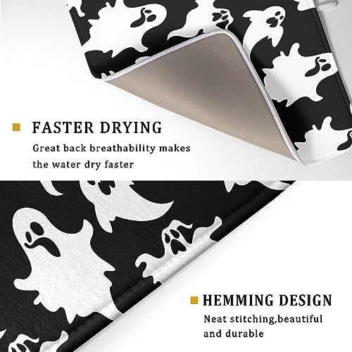 Halloween Bat Ghosts Dish Drying Mat for Kitchen Counter
