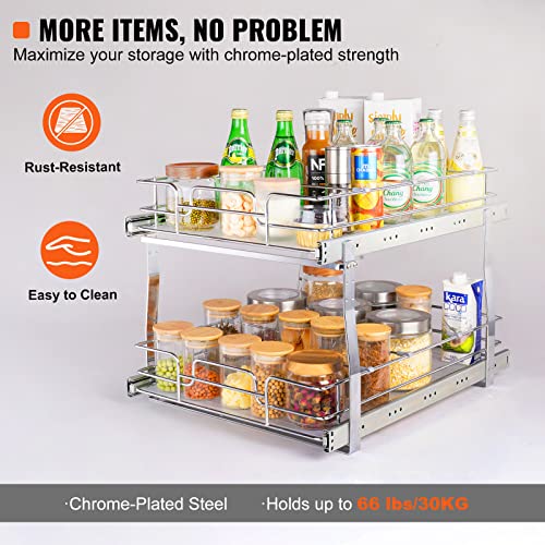2 Tier 17"Wx21.2"Dx15.2"H Pull Out Cabinet Organizer