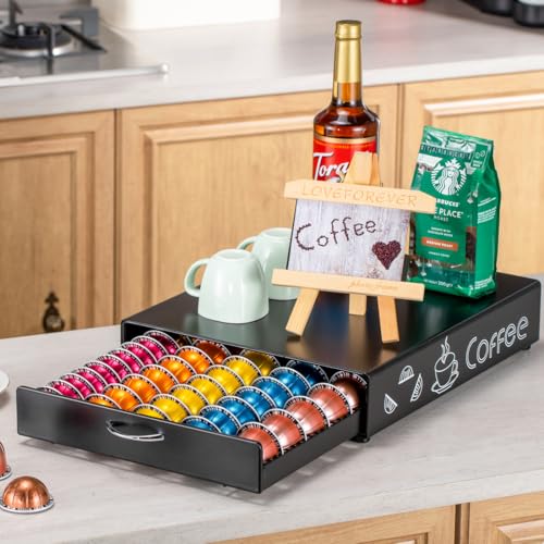for Nespresso Pod Holder Coffee Pod Drawer for Vertuo Pod Organizer Graffiti Style Large Capacity Fits All Size Vertuo Pods