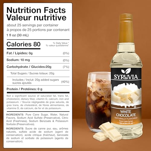 Coffee Syrup White Chocolate Flavored Syrup for Drinks (25.4 Fl Oz)