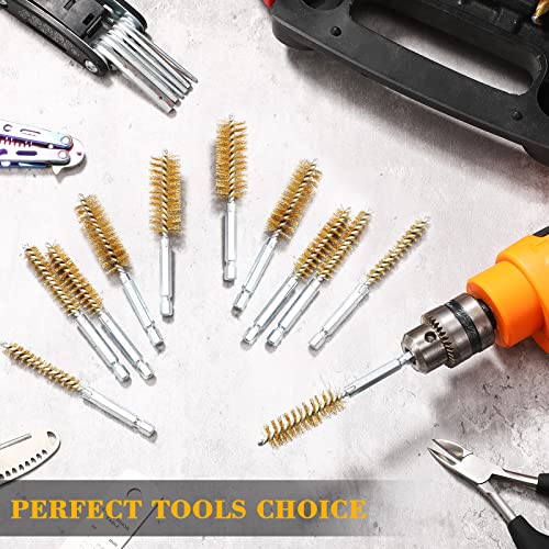 12 Pieces Bore Brush for Drill Wire Bore Brush Set Wire Cleaning Set Stainless Steel Cleaning for Power Drill Impact Driver