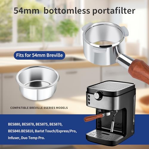 54mm Bottomless Portafilter with Stainless Steel Filter Holder & Basket