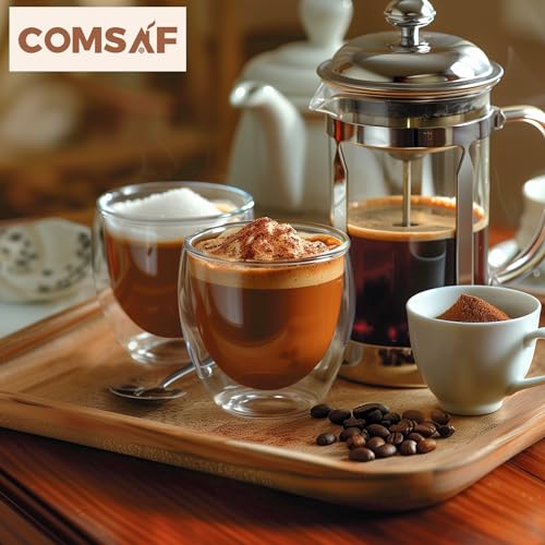 8oz Glass Coffee Mugs Set of 6 (6 Count)
