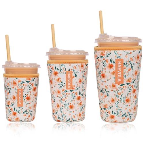 Reusable Insulated Neoprene Iced Coffee Cup Sleeve (3 Count)