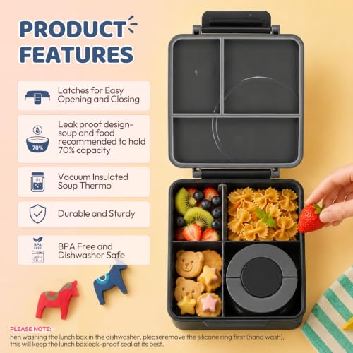 Bento Lunch Box for Kids with 8oz Soup Thermo&Lunch Bag