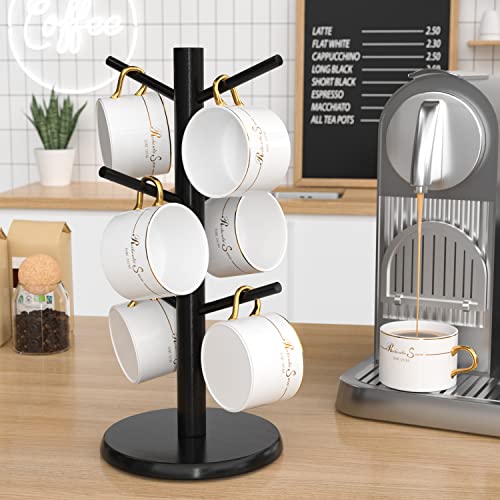 Bamboo Coffee Mug Tree with 6 Hooks