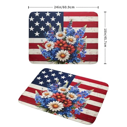 4th of July Patriotic Flower Dish Drying Mat for Kitchen Counter