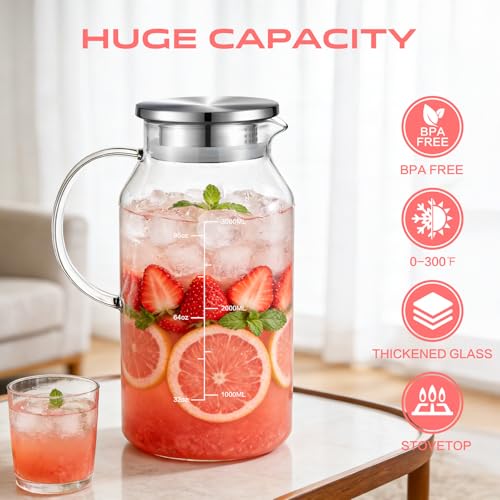 Glass Pitcher with Lid and Handle