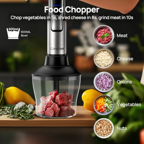 5-in-1 Immersion Blender Handheld Max 1100W, 21-Speed & Turbo Mode