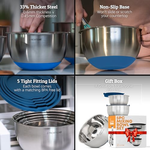 Premium Mixing Bowls With Airtight Lids Set