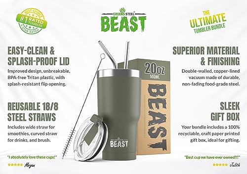 Beast 20 oz Tumbler Stainless Steel Vacuum Insulated Coffee Ice Cup Double Wall Travel Flask
