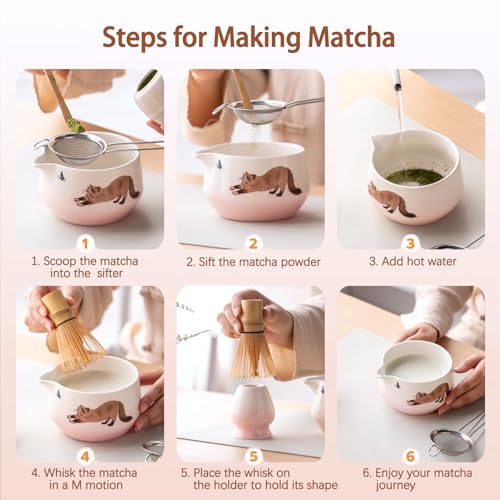 Matcha Set with Cat Pattern