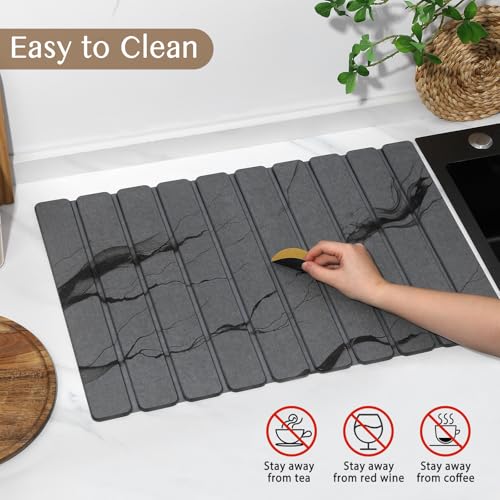 Large Stone Dish Drying Mat for Kitchen Counter (2 Count)
