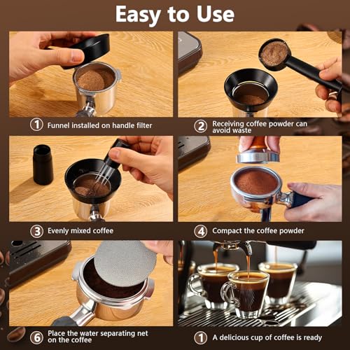 WDT Tool Espresso Distributor Accessory kit &1.7mm Thickness 150μm Mesh Puck Screen & 8 Magnets dosing ring Compatible with Portafilter