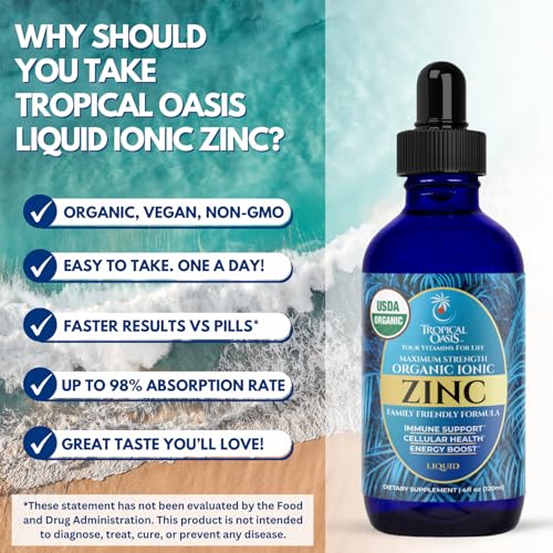 USDA Organic Ionic Zinc Droppers for Men (4 Fl Oz)