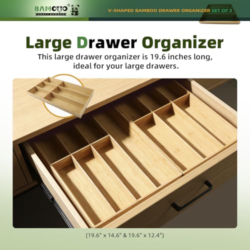 13 Slot V Shaped Bamboo Drawer Organizer Set of 2 (88 Ounce)
