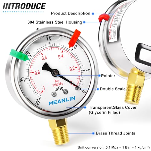 30inHG~0Psi Vacuum Pressure Gauge 1